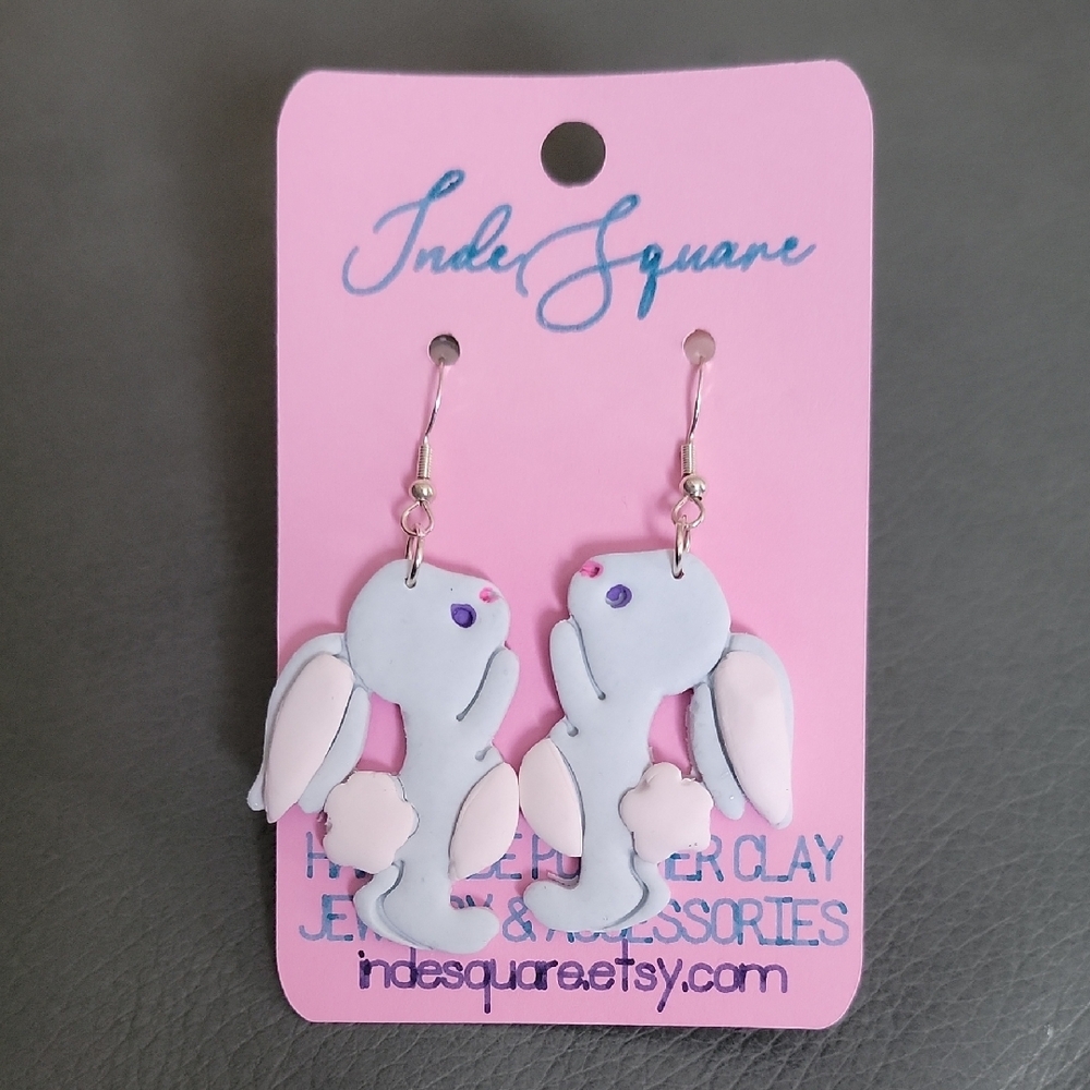 Bunny Earrings - White and Pink